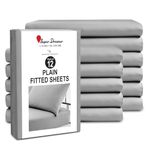 GC GAVENO CAVAILIA 12 Piece Fitted Sheets - Single Bed (91x190cm) - Bedding Sheets - Plain Dyed Microfiber Bedsheet Pack of 12-25cm Deep Pocket (10") - Easy Care Wrinkle & Fade Resistant - Grey