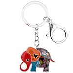 WEVENI Enamel Alloy Anime Elephant Keychains Key Ring Charm Elephants Gifts for Women Girls Lady Bag Car Purse (Multicoloured)