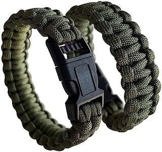 CIBBALIY 2 Army Green Paracord Bracelets 8.5" Braided Tactical Bracelet include Parachute Cord and Plastic Buckles for Hiking Travelling Camping, Medium, 聚酯纤维, no gemstone