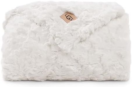 UGG 10483 Adalee Soft Faux Fur Reversible Accent Throw Blanket Luxury Cozy Fluffy Fuzzy Hotel Style Boho Home Decor Soft Luxurious Comfy Blankets for Couch, 70 x 50-Inch, Natural