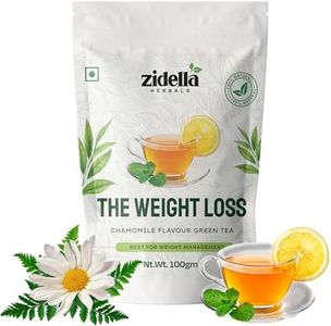 Zidella Chamomile Green Tea, Helps in Weight loss - Good Sleep And Stress Relief, Chamomile flower tea, Camomile tea, Detox Green tea, Herbal tea, Slimming tea, Weight loss Green tea - 100gm- 1 Month Pack