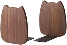 muso wood Bookends for Shelves, Book Ends for Home Office School Library Kitchen, Cute Book Stopper, Walnut Book Holder 1 Pair