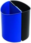 Safco, Deskside Double Recycling Trash Can with 2 Latching Receptacles, Black and Blue, 3 Gallons Each