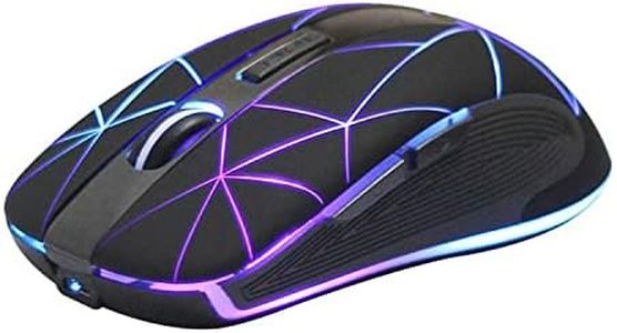 (RM200) - Rii RM200 Wireless Mouse 1600DPI 5 Buttons Programmable Breathing Colourful LED Game Computer Mice Black