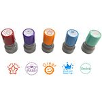 WAFJAMF Pack of 5 Sorted Teacher Stamp Teachers Self-Inking Rubber Stamps Teacher Review Photosensitive Stamps for Education