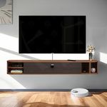 Pmnianhua Floating TV Shelf,55'' TV Wall Shelf Floating,Wall Mounted TV Stand,Under TV Shelf,Floating Media Shelf with Storage for Bedroom Living Room Office (Walnut)