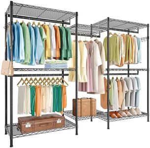 FTEYUET Clothes Rail, Clothing Rails for Hanging Clothes, Metal Clothing Rack Heavy Duty Garment Rack Freestanding Closet Wardrobe Racks for Hanging Clothes, 74.8" L x 17.7" W x 76.8" H, Black