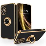 Samsung Galaxy A53 5G Case, SouliGo Samsung A53 Phone Case 360° Ring Holder Kickstand for Magnetic Car Mount Slim Luxury Plating Soft TPU Anti-Scratch Protective Phone Case for Galaxy A53 5G, Black