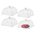 WISDOMWELL Pop-Up Mesh Food Covers Tent Umbrella 4 Pack Large 17 inch Reusable and Collapsible Screen Net Protectors for Outdoors Parties Picnics BBQs Keep Out Flies Bugs Mosquitoes