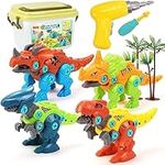 Build Your Own Dinosaur Set - STEM Educational Plastic Dinosaurs with Drills & Storage Box - Interactive Construction Toy Gift for Boys 3-7 Years Old and Up