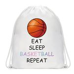 JYTAPP Basketball Bags Eat Sleep Basketball Repeat Drawstring Backpack Basketball Player Gifts Basketball Team Gifts (White)