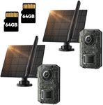 FBYEG 4G LTE Cellular Trail Cameras 2 Pack,2.7k Game Camera Built-in Sim Card,with 64g Memory Card Solar Trail Camera PIR Motion Activated 0.1s Trigger Time, No Glow Night Vision IP66 Waterproof