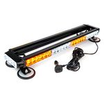 Xprite White Amber LED Rooftop Strobe Flashing Light Bar 26" Double Side High Visibility Emergency Hazard Warning Beacon Lights w/Magnetic Base for Safety Construction Vehicles Trucks Pickup Snowplow