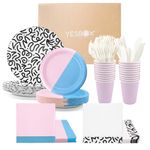 Yesbox Blue & Purple Party Supplies - 140PCS Disposable Dinnerware for 20 Guests, Includes Purple & Blue Plates, Cups, and Napkins, Perfect for Birthday, Graduation, Baby Shower Decorations