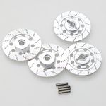 Chanmoo 1/10 RC Aluminum Alloy 12mm Hex Drift Wheels Rim Tires Hub Brake Disc Compatible with 1/10 RC On Road Rally Touring Racing Street Car Traxxas Tamiya HSP HPI Redcat Racing 4PCS (Silvery)