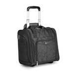 Amazon Basics Underseat Travel Luggage/Suitcase with Telescopic Handle and 2 in-line Skate Wheels - 35.5 cm, Black Quilted