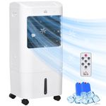 HOMCOM Portable Air Cooler with 15 Litre Water Tank, Oscillation, LED Display, Remote Control, 7.5 Hour Timer, Evaporative Air Cooler Fan with 3 Speeds, 3 Modes, Ice Packs, for Home Office