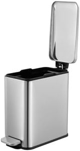 Maxkon 5L Small Pedal Rubbish Bin Stainless Steel Slim Bin Waste Garbage Trash Can Soft Close Lid Bathroom Sliver 26 x 14 x 29 cm