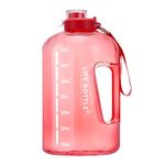 Life Bottle 1 Gallon Water Bottle with Straw Lid and Chug Lid, Leakproof Water Jug. Big Water Bottle with Time Marker, No Quotes. 128 oz Water Bottle with Handle and Straw, BPA Free Water Bottles