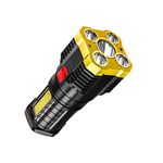 P7900 Five-core Led Flashlight, IPX6 Waterproof Five-Nuclear Explosion LED Flashlight Strong Light Rechargeable Super Bright, 4 Gear Dimming Rechargeable LED Flashlight Flashlights for Emergencies