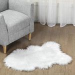 HOM Beyond & HB Design - Faux Fur Area Rug, Super Soft Fluffy Shaggy Sheepskin Rug Décor Carpet for Chair Living Room Bedroom, White