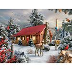 Bits and Pieces - 1000 Piece Jigsaw Puzzle for Adults - New Friends - 1000 pc Winter Cabin Jigsaw by Artist Alan Giana