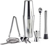 ACCOUTREMENT Cocktail Shaker Set – 9 Pcs Professional Bartender Kit with Shaker, Strainer, Muddler, Jigger, Spoon, Tongs, Pourers – Premium Stainless Steel Cocktail Kit – Complete Bartending Kit