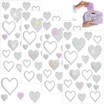 Epakh 4 Sheets Self Adhesive Heart Stickers Glitter Bling Heart Crystal Rhinestone Sticker for Valentine's Day Christmas Decal Decor Handicrafts Holiday Window Car Accessories Gift Boxes