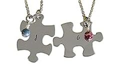 Initial Puzzle Piece Necklace Set, 