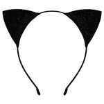 Cat Ears Headband for Women Girls, Halloween Cosplay Cat Costume Hair Accessories for Adult Kids Black