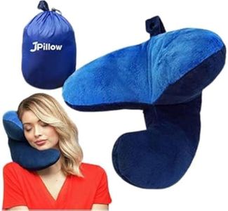 J-pillow Travel Pillow Head Chin and Neck Support British Invention of The Year Travel and Neck Pillow for Airplanes Cars and Trains Machine Washable (Dark Blue)
