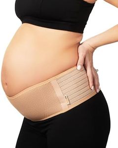 AZMED Maternity Belly Band for Pregnant Women - Pregnancy Belly Band for Abdomen Pelvic Waist Back Support - Adjustable Belly Support Bands for Pregnant Women - Maternity Belt Fits Up to 46" - Beige