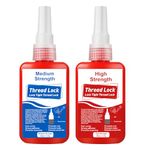 Thread Lock High Strength+Medium Strength, 100ml Locktight Threadlock Prevent Nuts, Bolts, Fasteners and Screws from Loosening Due to Prolonged Vibration, Thus Locking and Sealing Metal Nuts and Bolts