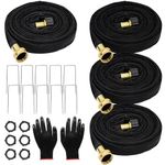 Soaker Hose, 100 Ft Flat Garden Bed Hose Water Drip Irrigation Hose 3/4" Diameter Upgraded Save 80% Water Consistent Drip Irrigation Heavy Duty Double Layer Sprinkler Garden Hose (25 Ft *4 Pcs)