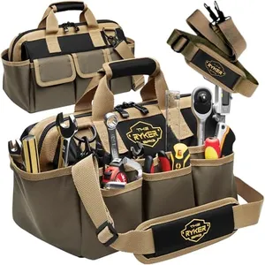 The Ryker Bag Heavy Duty Tool Bag for Men/Women. 14 Inch Large Tool Bag Organizer .Wide Mouth Electrician Tool Bag 22Pockets Toolbag Small Soft Tool Bag Portable Mechanic Tool Bag & Plumbing Tool Bag