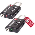 TSA Approved Luggage Locks Suitcase Locks with INDICATOR OPEN ALERT (2 Pack) OW-Travel 3 Digit Security Padlock Combination Padlocks Code Lock for Zipper Luggage Bag Case Backpack Gym Locker (Black)