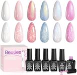 beetles Gel Polish Pearl Gel Nail Polish 6 Colors Shimmer Glitter White Pink Blue Nail Polish Mermaid Gel Soak Off Uv Led Spring Summer Gel Swirl Thread Effect DIY Manicure Art