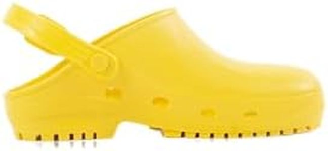 REPOSA MAX Clogs, Sanitary Clogs, Antistatic Natural Polymer, hi-tech thermoplastic Compound SEBS, Latex Free, Comfortable, Light, Closed Upper, Side Holes, Anatomic SRC Sole Yellow