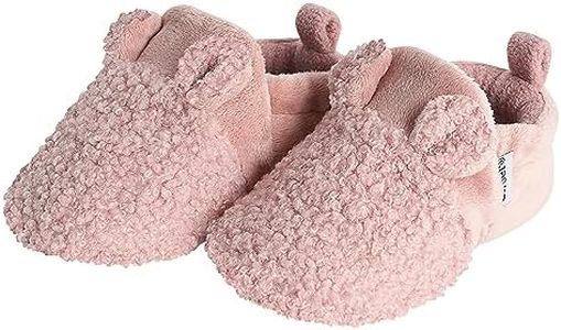 Gerber Baby Fleece Lined Non Skid Soft Slipper Booties, Pink Ears, 3 6 Months Unisex Infant