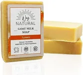 Way Natural Turmeric Soap Bars, Goat Milk Soap (3 Hand/Body Soap Bars) - Gentle, Real Goat Milk Bar Soap for Men & Women - Natural Soap Bars, Organic Turmeric Goat Soap (Large, 5oz)