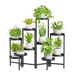 iDavosic.ly 10 Tier Plant Stand Indoor Tall, Tiered Plant Stands Outdoor for Multiple Plants, Corner Metal Folding Flower Display Holders Rack Shelf for Window Porch Garden, Black