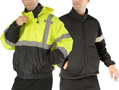sesafety High Visibility Reflective Jackets for Men Waterproof, 3 In 1 Hi-Vis Reflective Winter Bomber Safety Rain Coat with Zipper Sweater, Construction
