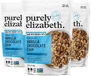 Purely Elizabeth Vanilla Chocolate Chip Granola, Made with Organic Oats and Ancient Grains, Gluten-Free, Non-GMO (3 Ct, 12oz Bags)