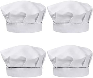 Catime Pack of 4 Children's Chef's Hats 3-12 Years, Unisex Toddler Cooking Hat, Adjustable Elastic, Baker Hat, Breathable Chef Hat, Cooking Cap Mushroom Cooking Hood for Kitchen Crafts Baking, White,