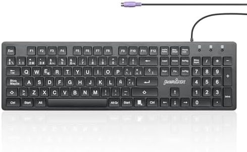 Perixx PERIBOARD-117P Teclado PS2 Full Size con Cable - Teclado Numérico - Letras Grandes - Negro - Español QWERTY con Ñ