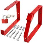 Spares2go Universal Wall Ladder Rack Brackets Lockable Hooks Padlock Security Set (Red)