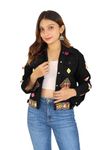 Prijam Women's Embroiderd Ethnic Shrug or Jacket and Special Embroidered Denim Koti/Jacket/Waist Coat for Women BLACK