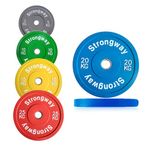 Strongway® Olympic Bumper Weight Plates Colour Coded (5KG 10KG 15KG 20KG 25KG) Discs for Barbell - 2 Inch (2") / 50mm Hole - Weight Lifting Workout Home Gym Fitness (70KG SET)