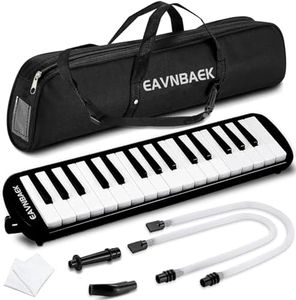 Eavnbaek Melodica Instrument, Soprano Melodica Air Piano Keyboard Pianica with Soft Long Tube, Short Mouthpiece and Carrying Bag (32 Keys, Black)