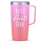 SANDJEST Best Aunt Tumbler Auntie Cup with Handle 20oz Stainless Steel Insulated Coffee Travel Mug Cups Gifts for Aunts from Niece Nephew Gift for Birthday Christmas